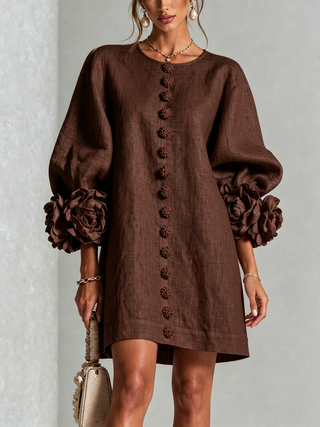 FLORAL | BUTTON-DOWN MINI FLORAL DRESS FOR WOMEN