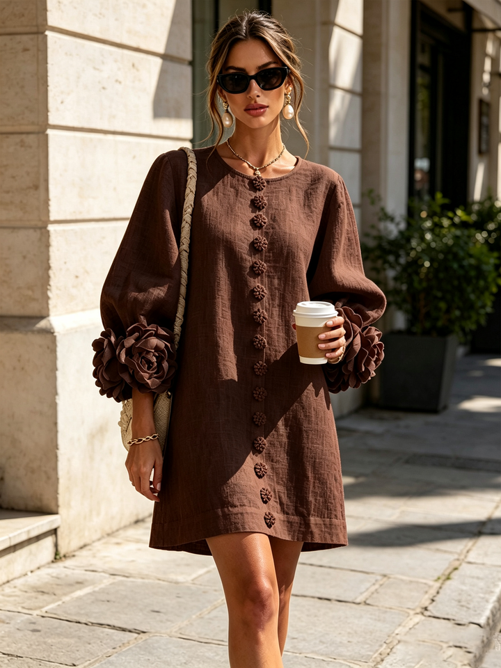 FLORAL | BUTTON-DOWN MINI FLORAL DRESS FOR WOMEN