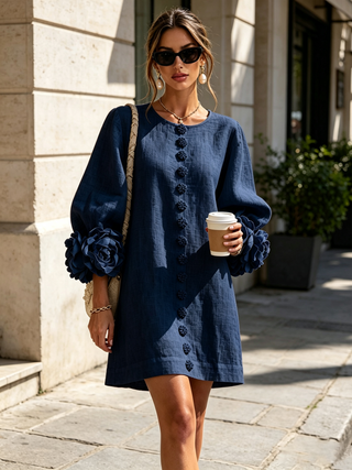 FLORAL | BUTTON-DOWN MINI FLORAL DRESS FOR WOMEN