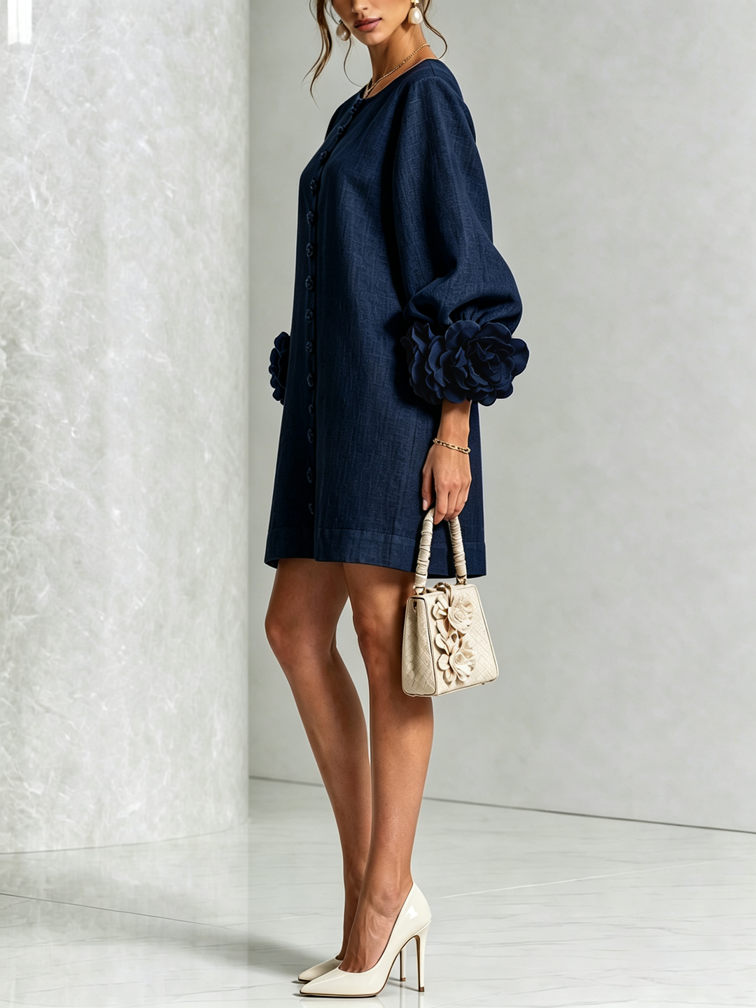 FLORAL | BUTTON-DOWN MINI FLORAL DRESS FOR WOMEN