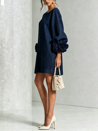 FLORAL | BUTTON-DOWN MINI FLORAL DRESS FOR WOMEN