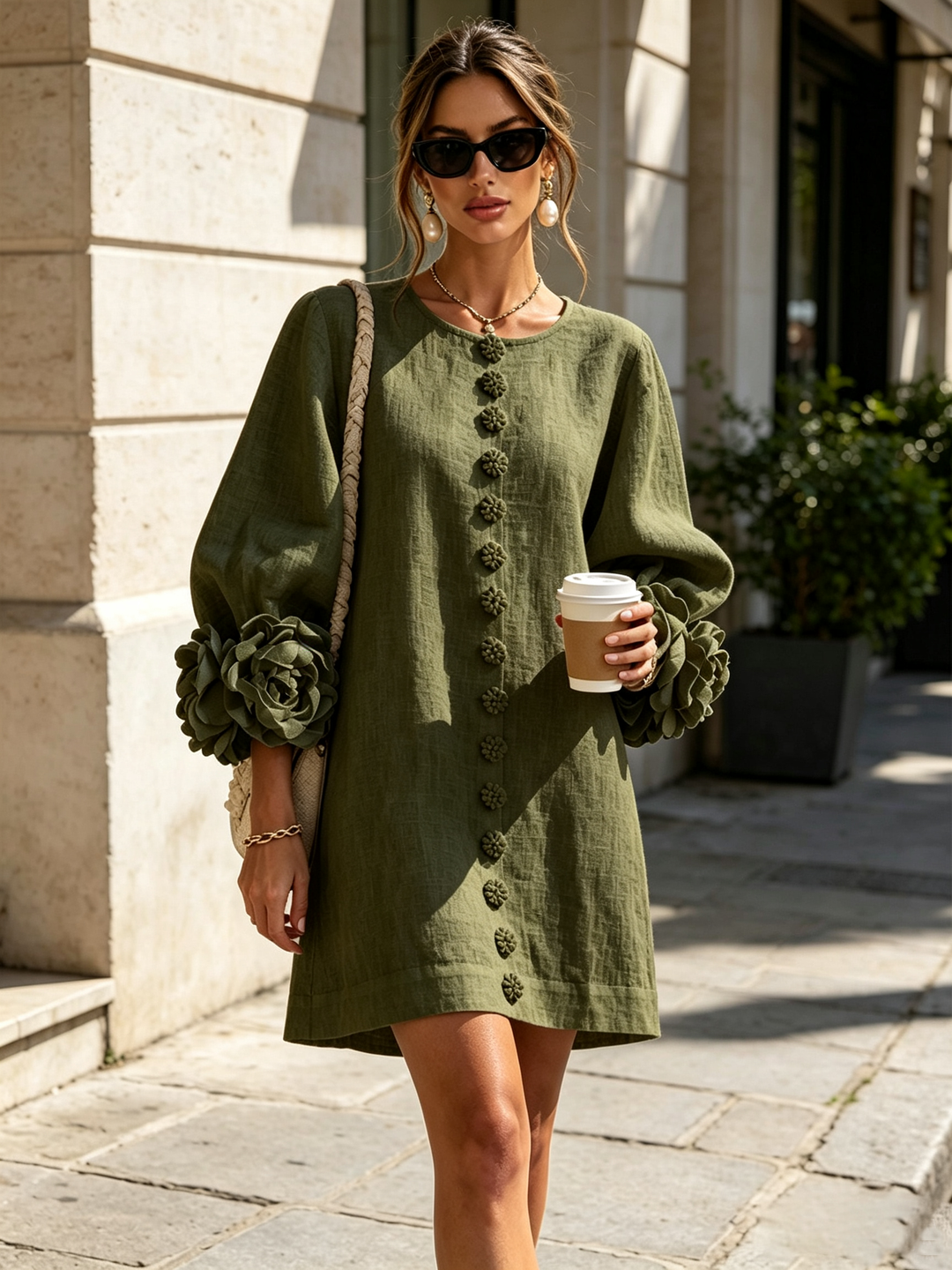 FLORAL | BUTTON-DOWN MINI FLORAL DRESS FOR WOMEN