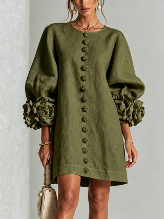 FLORAL | BUTTON-DOWN MINI FLORAL DRESS FOR WOMEN