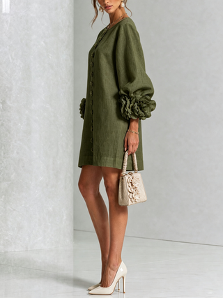 FLORAL | BUTTON-DOWN MINI FLORAL DRESS FOR WOMEN
