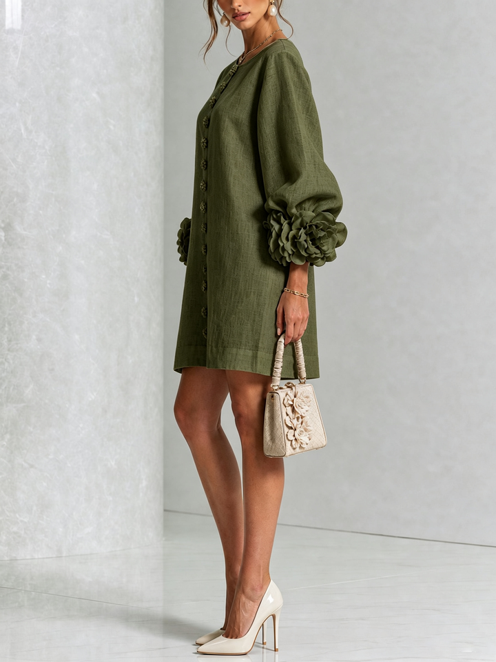 FLORAL | BUTTON-DOWN MINI FLORAL DRESS FOR WOMEN