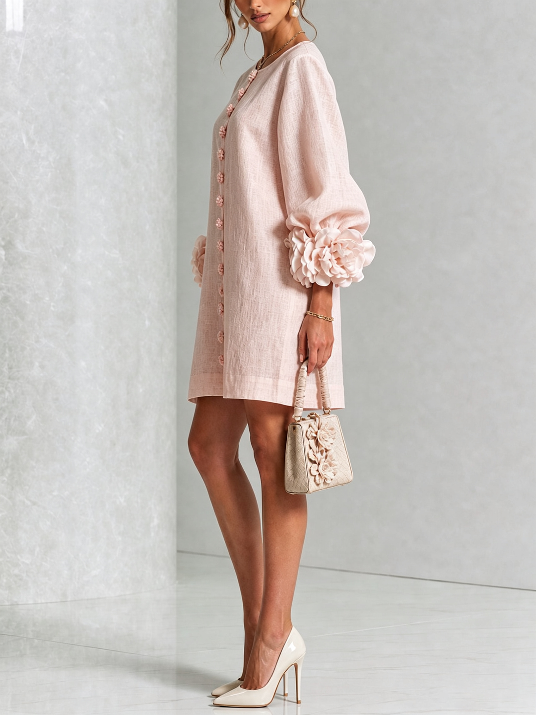 FLORAL | BUTTON-DOWN MINI FLORAL DRESS FOR WOMEN