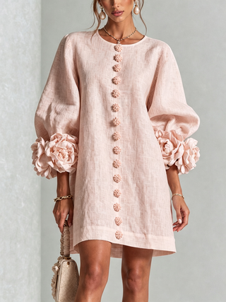 FLORAL | BUTTON-DOWN MINI FLORAL DRESS FOR WOMEN