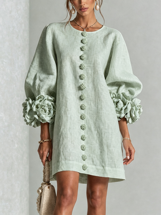 FLORAL | BUTTON-DOWN MINI FLORAL DRESS FOR WOMEN