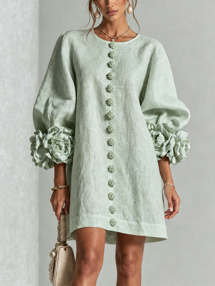 FLORAL | BUTTON-DOWN MINI FLORAL DRESS FOR WOMEN