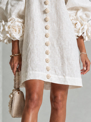FLORAL | BUTTON-DOWN MINI FLORAL DRESS FOR WOMEN