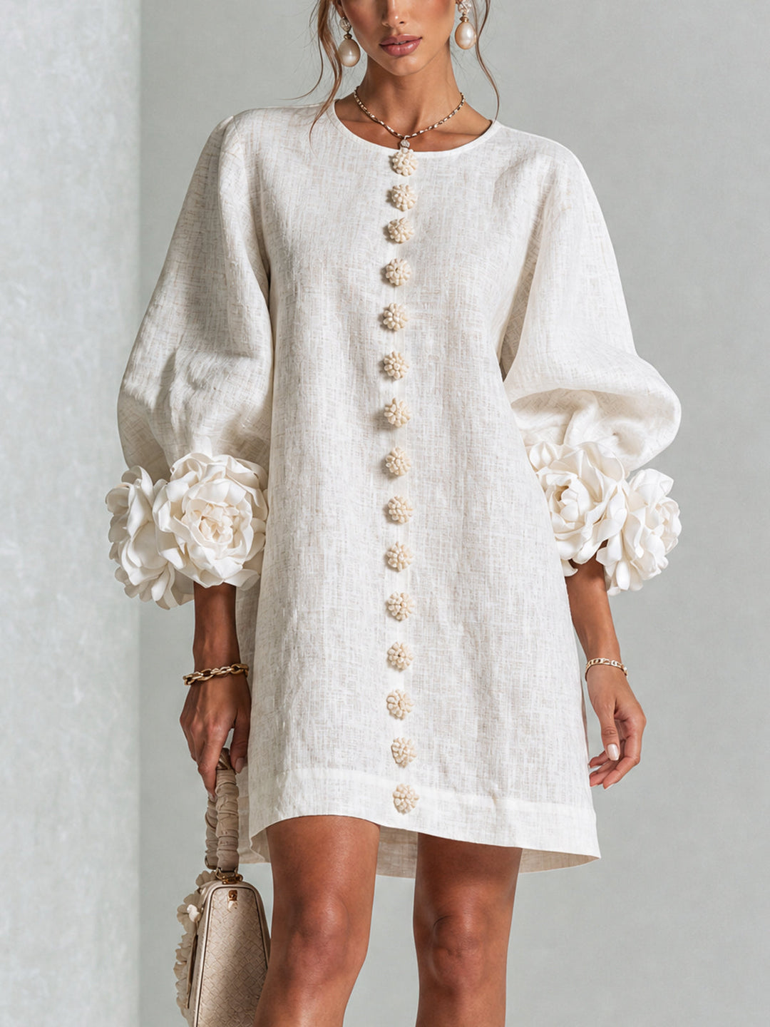 FLORAL | BUTTON-DOWN MINI FLORAL DRESS FOR WOMEN