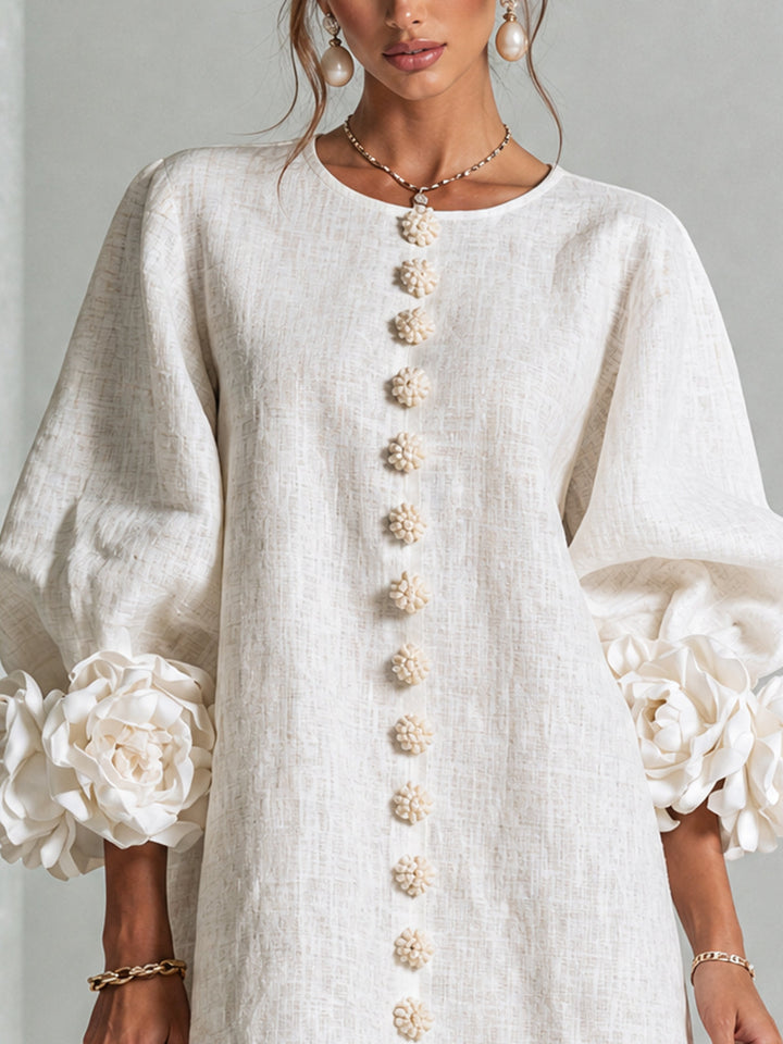 FLORAL | BUTTON-DOWN MINI FLORAL DRESS FOR WOMEN