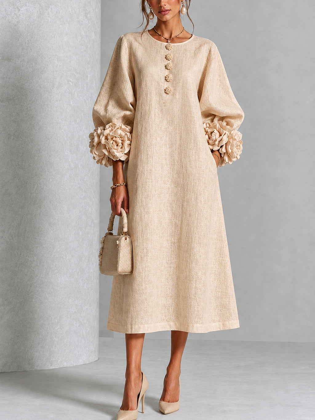 GABY | FLORAL BUTTON MIDI DRESS FOR WOMEN
