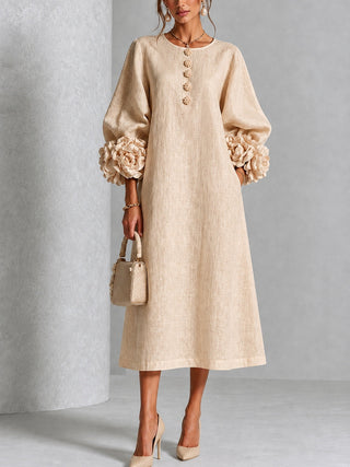 GABY | FLORAL BUTTON MIDI DRESS FOR WOMEN