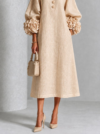 GABY | FLORAL BUTTON MIDI DRESS FOR WOMEN