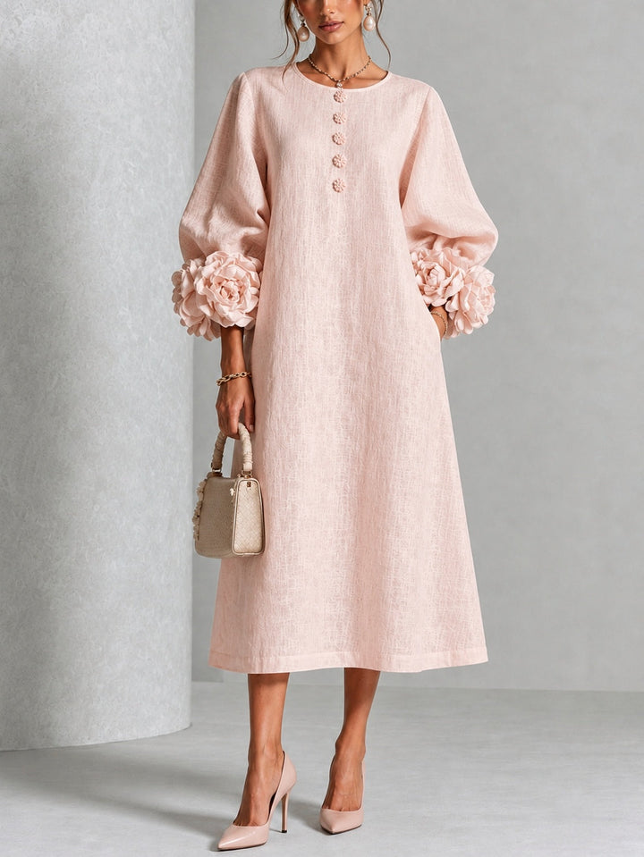 FLORENCE | FLORAL CUFF MIDI DRESS FOR WOMEN