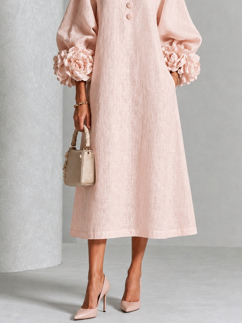 FLORENCE | FLORAL CUFF MIDI DRESS FOR WOMEN