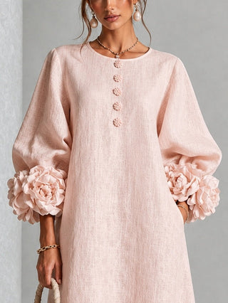 FLORENCE | FLORAL CUFF MIDI DRESS FOR WOMEN