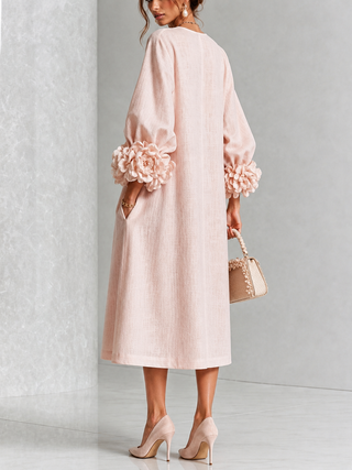 FLORENCE | FLORAL CUFF MIDI DRESS FOR WOMEN