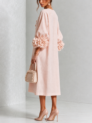 FLORENCE | FLORAL CUFF MIDI DRESS FOR WOMEN