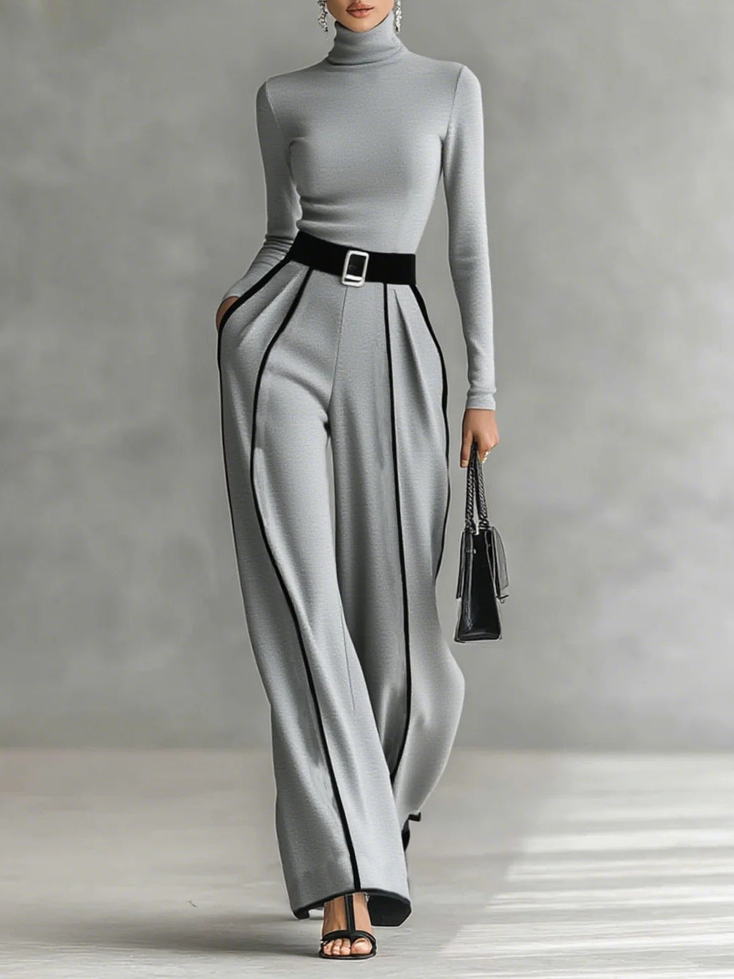 PRISCILLA | HIGH-NECK WHITE TRIM SET FOR WOMEN