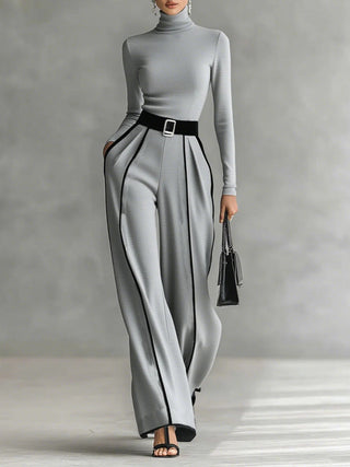 PRISCILLA | HIGH-NECK WHITE TRIM SET FOR WOMEN