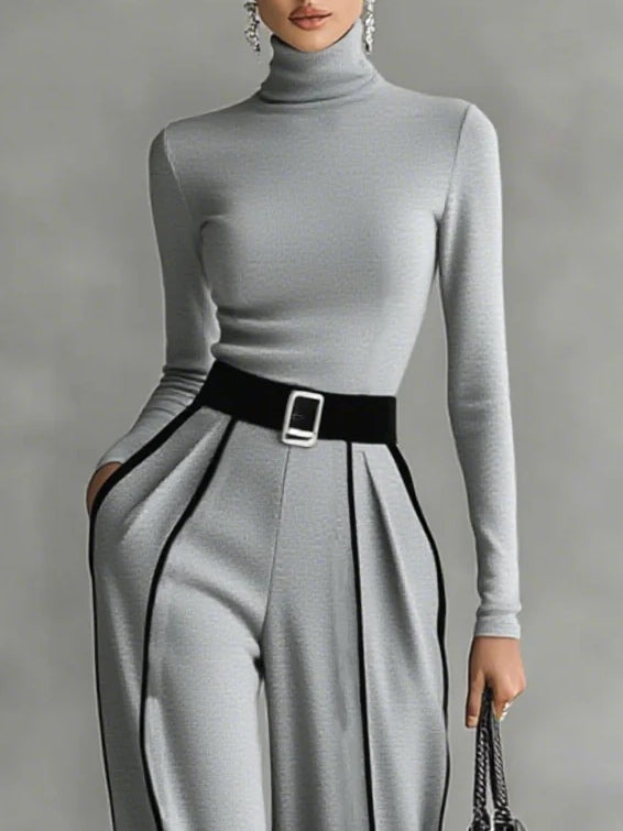 PRISCILLA | HIGH-NECK WHITE TRIM SET FOR WOMEN