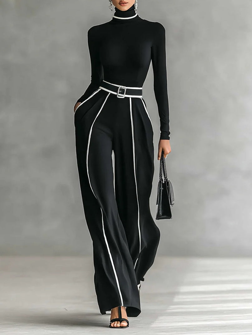 PRISCILLA | HIGH-NECK WHITE TRIM SET FOR WOMEN