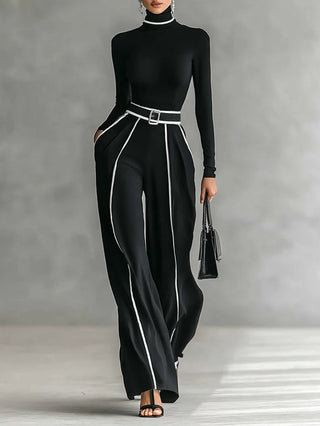 PRISCILLA | HIGH-NECK WHITE TRIM SET FOR WOMEN