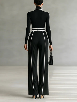 PRISCILLA | HIGH-NECK WHITE TRIM SET FOR WOMEN