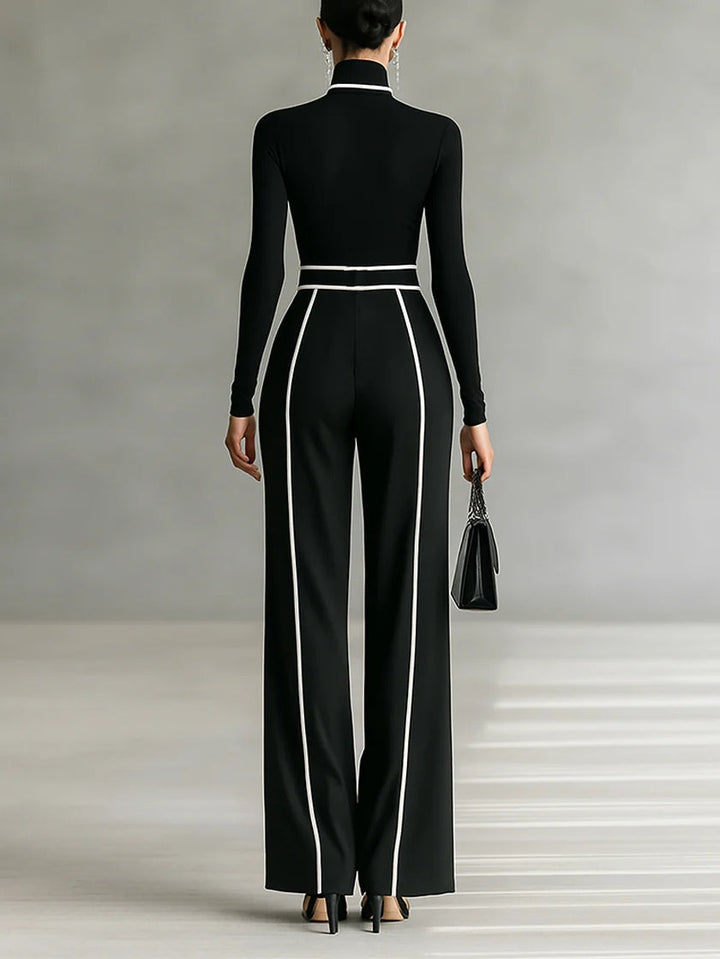 PRISCILLA | HIGH-NECK WHITE TRIM SET FOR WOMEN