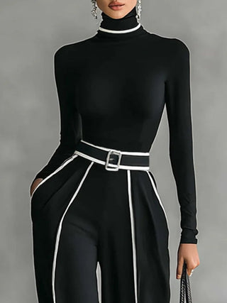 PRISCILLA | HIGH-NECK WHITE TRIM SET FOR WOMEN