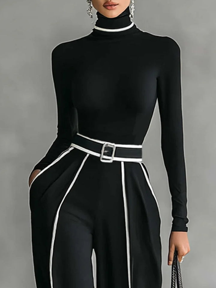 PRISCILLA | HIGH-NECK WHITE TRIM SET FOR WOMEN