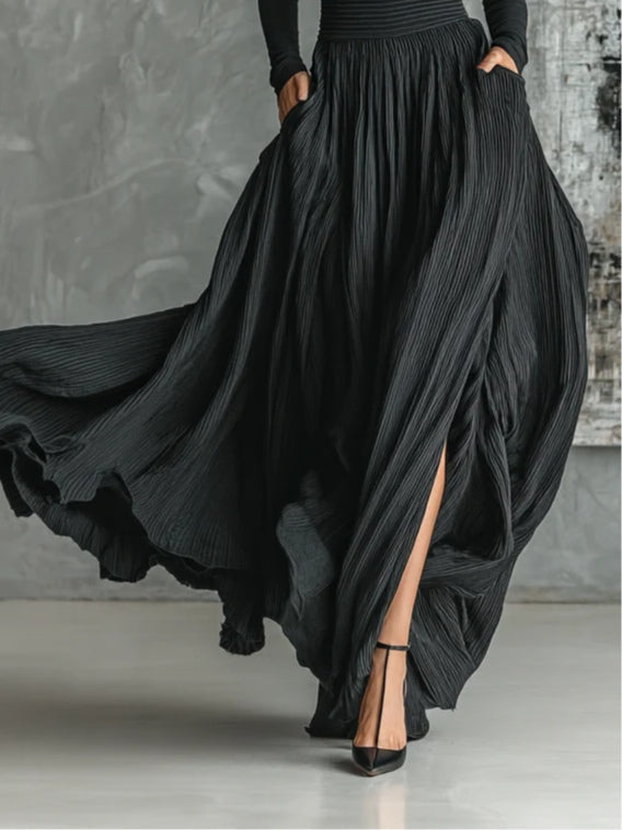 PRUDENCE | BLACK TURTLENECK PLEATED SET FOR WOMEN
