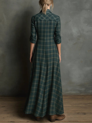 MARGAUX | LONG SHIRT GREEN DRESS FOR WOMEN
