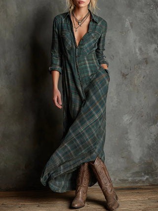MARGAUX | LONG SHIRT GREEN DRESS FOR WOMEN