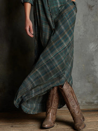 MARGAUX | LONG SHIRT GREEN DRESS FOR WOMEN