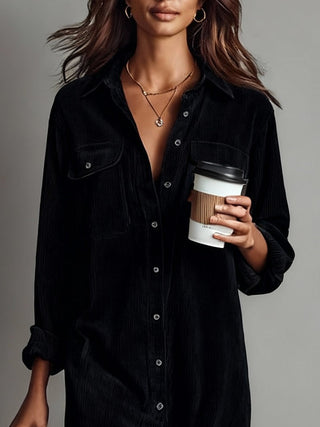INES | RIBBED CORDUROY MIDI DRESS FOR WOMEN