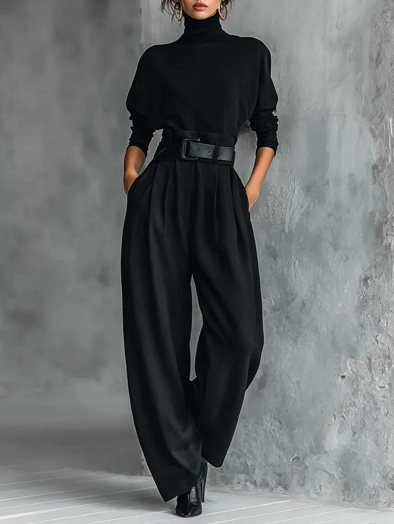 LAVINIA | RIBBED TURTLENECK STRAIGHT SET FOR WOMEN