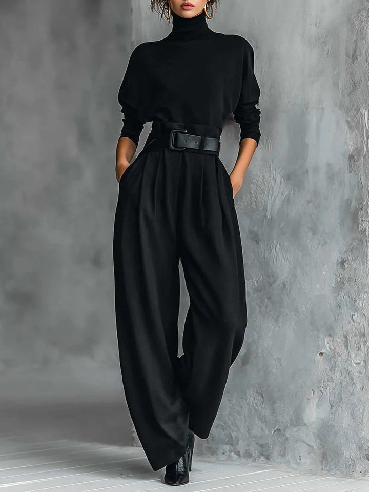 LAVINIA | RIBBED TURTLENECK STRAIGHT SET FOR WOMEN