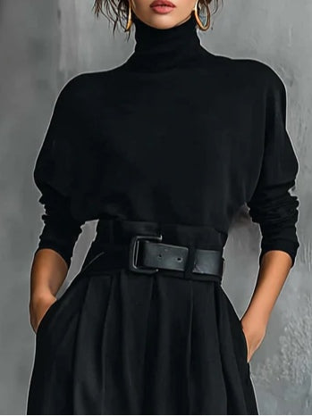 LAVINIA | RIBBED TURTLENECK STRAIGHT SET FOR WOMEN