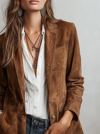 MARCELLE | VINTAGE BROWN BLAZER FOR WOMEN
