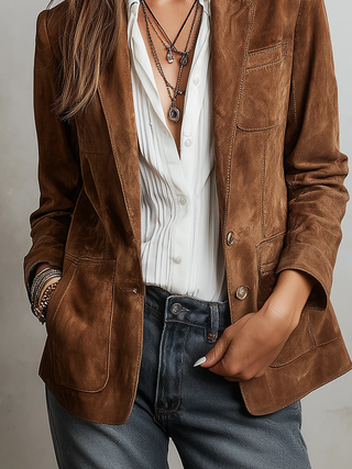 MARCELLE | VINTAGE BROWN BLAZER FOR WOMEN