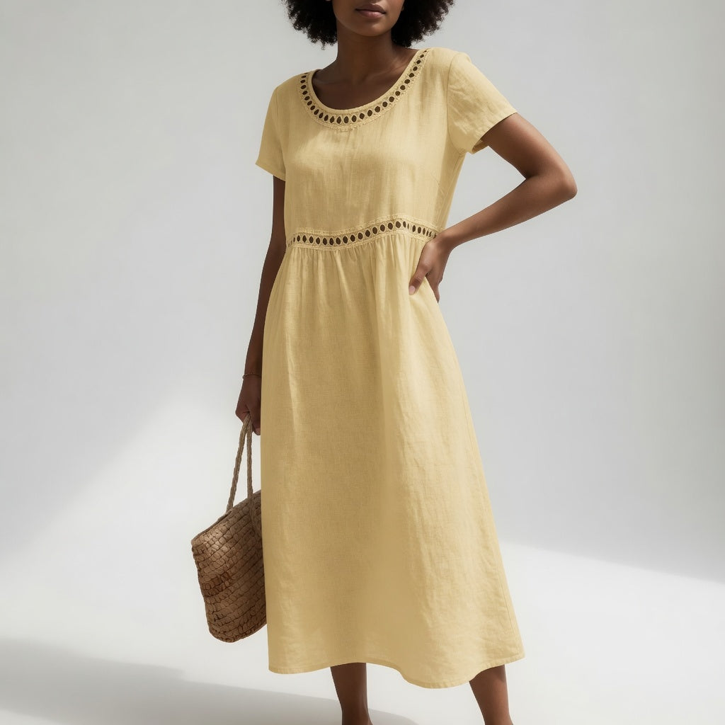 LIVIA | EMBROIDERED DETAIL MIDI DRESS FOR WOMEN