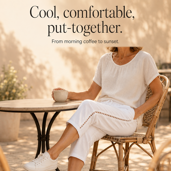 LUNAVA | LACE-SIDE CAPRI PANTS FOR WOMEN