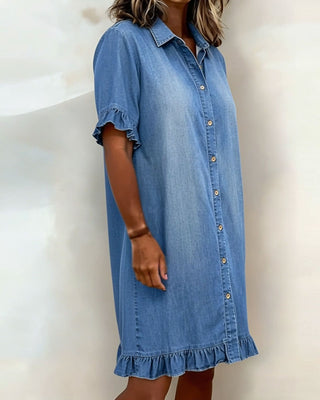 NANNA | RUFFLE SLEEVE DENIM DRESS FOR WOMEN