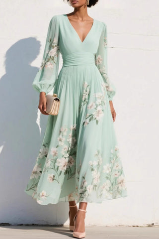 ELODIE | FLORAL V-NECK MAXI DRESS FOR WOMEN
