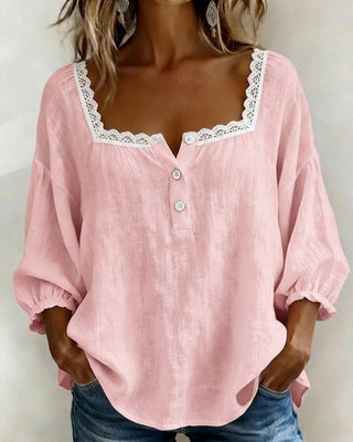 CARLOTTA | LACE-TRIM SQUARE NECK BLOUSE FOR WOMEN