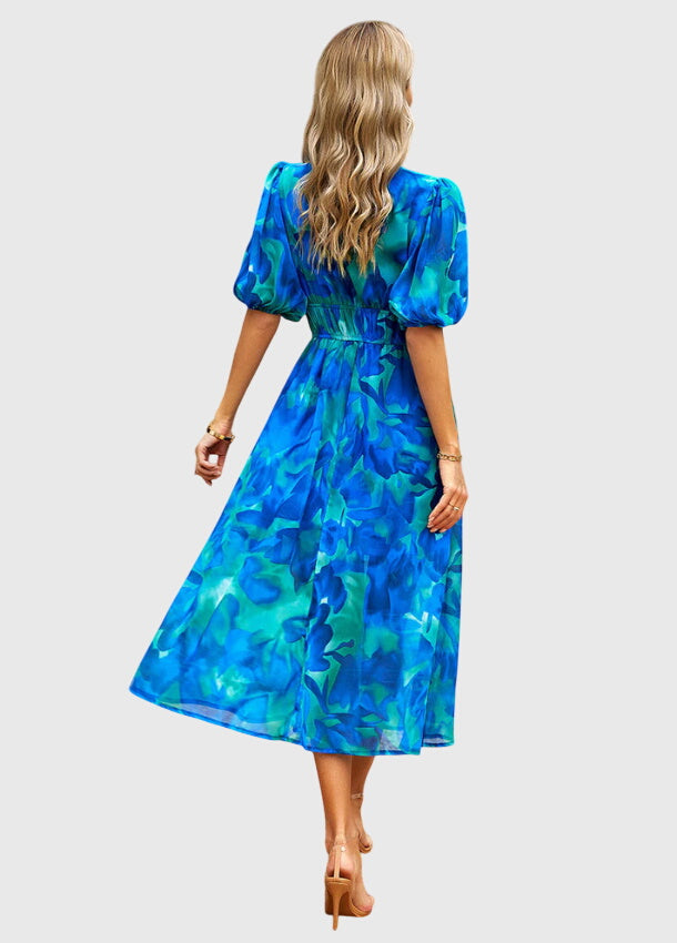 MAREN | FLATTERING FLORAL MIDI DRESS FOR WOMEN