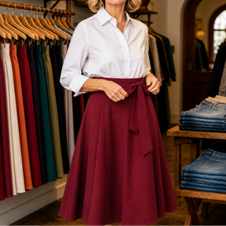 SASHWAIST | SELF-TIE PLEATED HIGH-WAISTED SKIRT FOR WOMEN